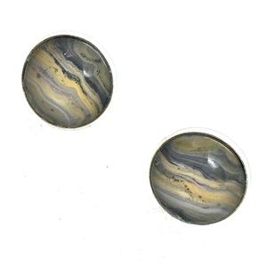 Cufflinks silver plated handcrafted glass